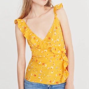 Madewell Yellow Floral Wrap Tank